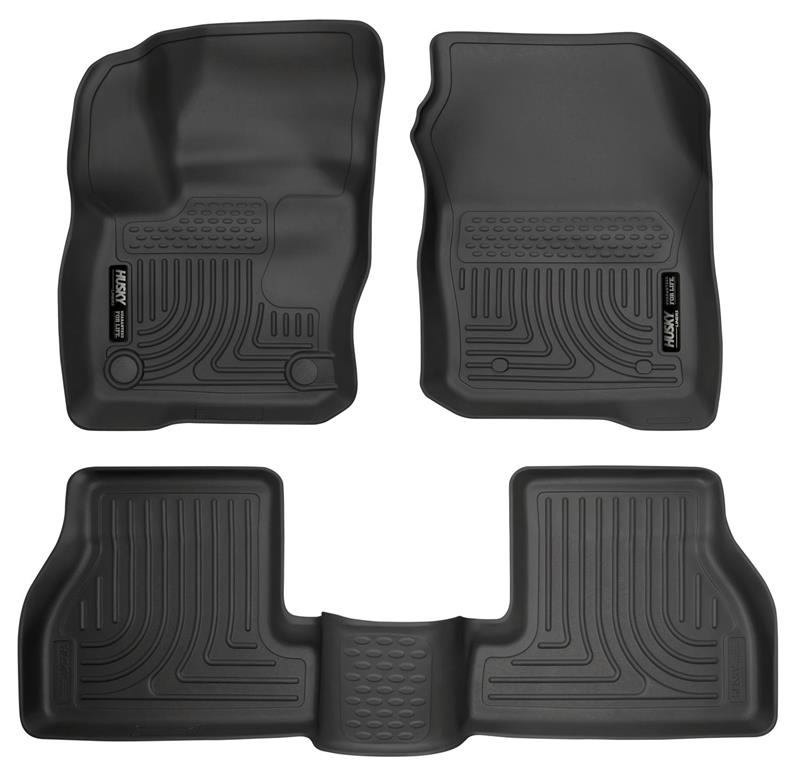 Ford Focus Floor Liners - Front + Rear - Husky Liners - WeatherBeater - Black - 2016